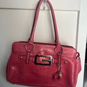 Pink Crocodile-Embossed Handbag